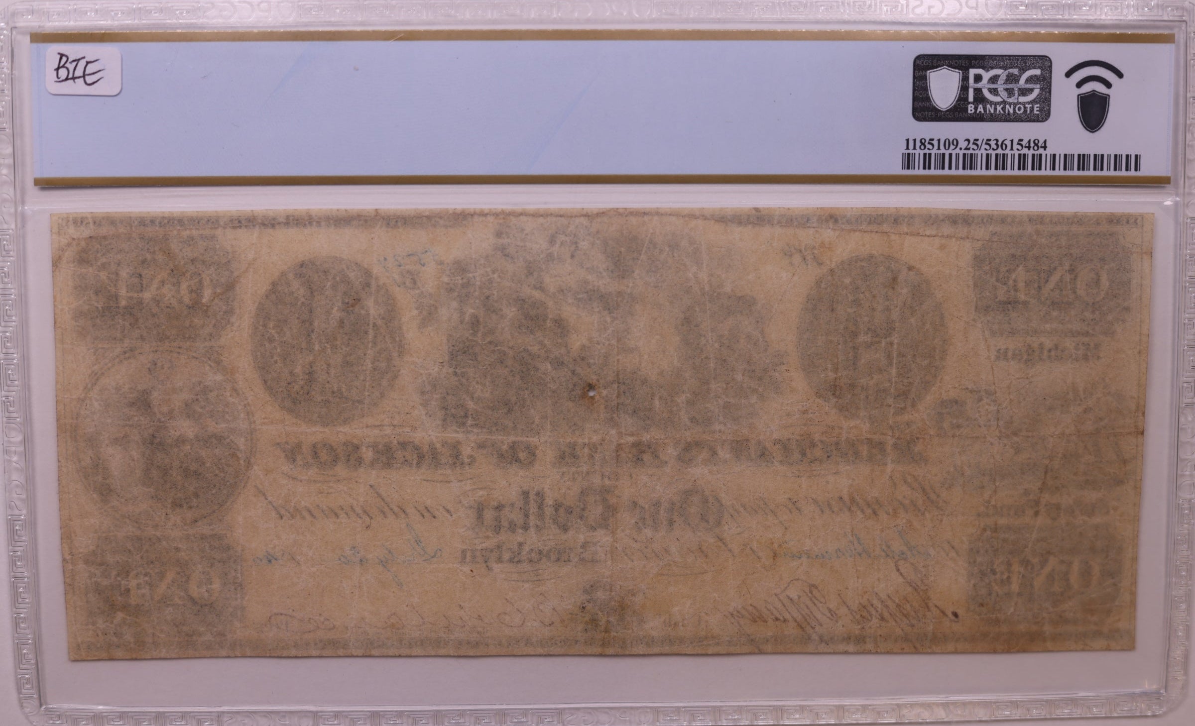 1838-41 $1 Brooklyn, MI, Haxby # MI-95-G2, PCGS Very Fine-25, STORE #GMI152