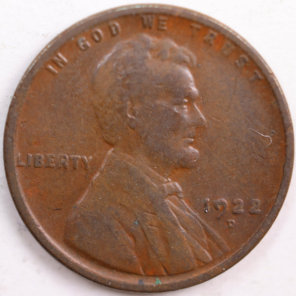 1922-D Lincoln Wheat Cent, Good Circulated Coin, Store #CT0684