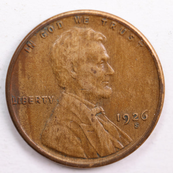 1926-S Lincoln Wheat Cent, Fine Circulated Coin, Store #CT0687