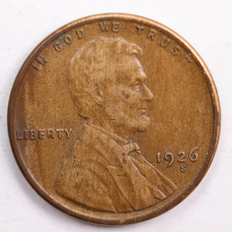 1926-S Lincoln Wheat Cent, Fine Circulated Coin, Store