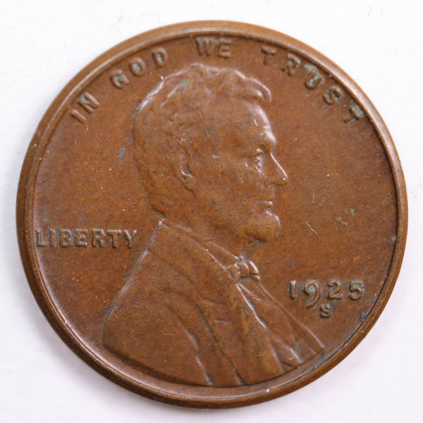 1925-S Lincoln Wheat Cent, Extra Fine Circulated Coin, Store #CT0688