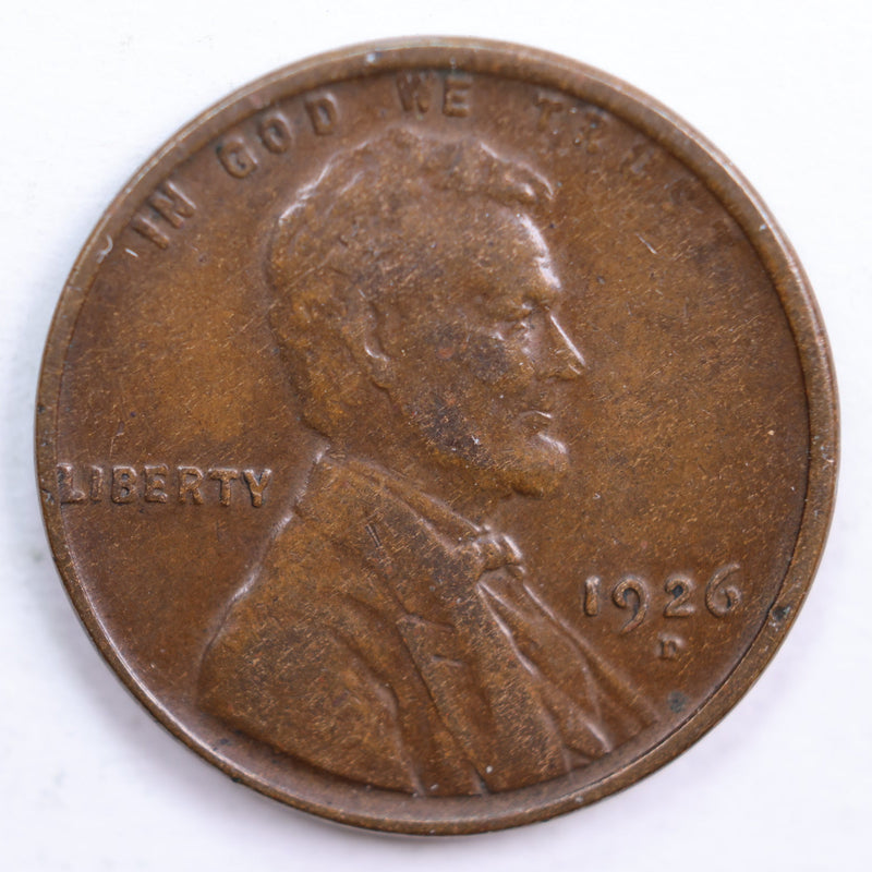 1926-D Lincoln Wheat Cent, Fine Circulated Coin, Store