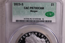 2023-S Morgan Silver Commemorative Proof, CAC PR70, Store