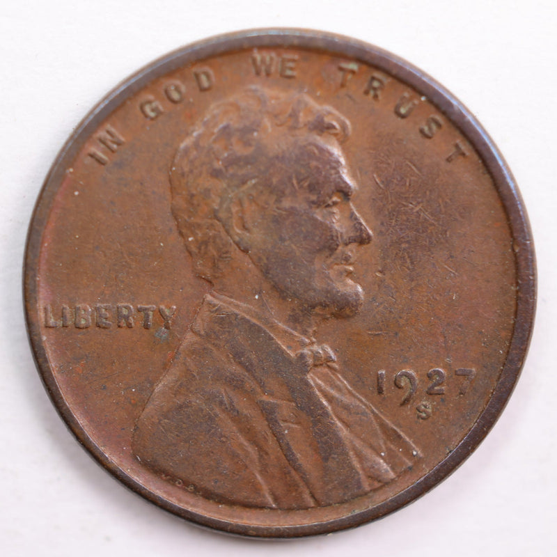 1927-S Lincoln Wheat Cent, Very Good Circulated Coin, Store