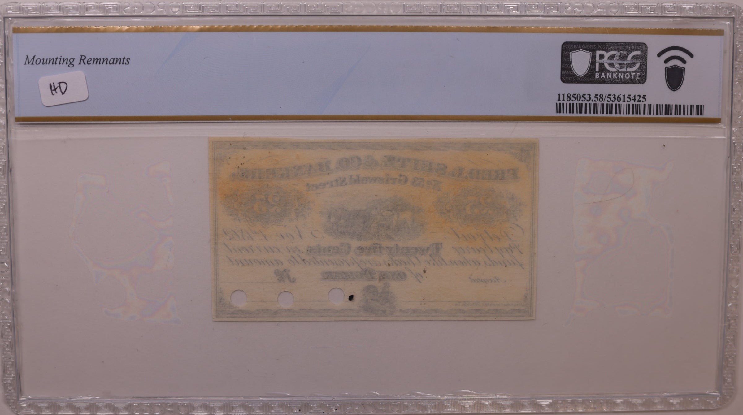 1862 25C Remainder-Detroit, MI, Lee DET-48-3, PCGS Choice AU-58, STORE #GMI160