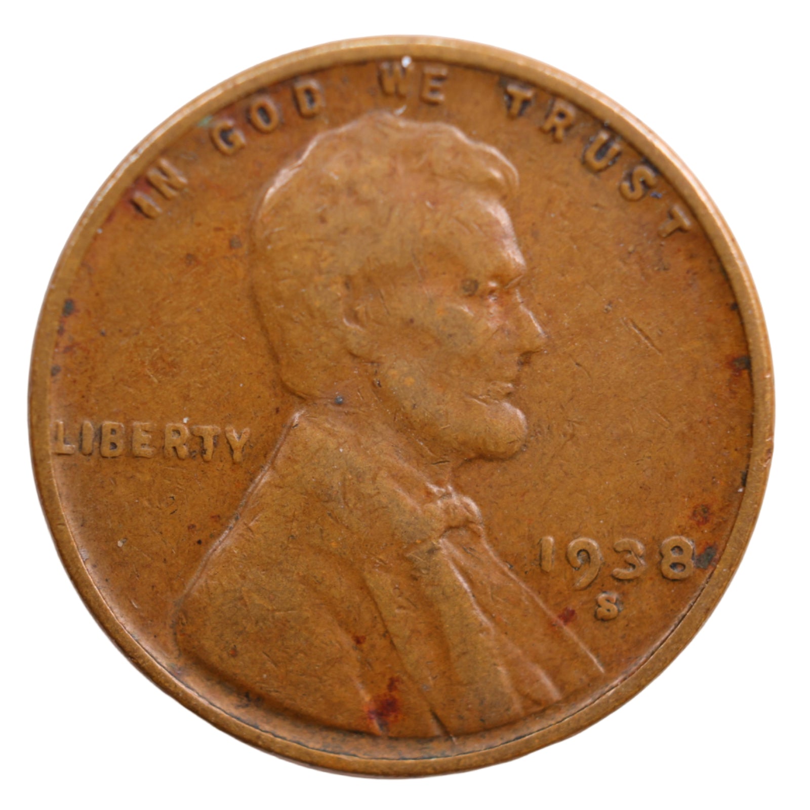 1938-S Lincoln Wheat Cent, Abt Uncirculated Coin, Store #CT0694