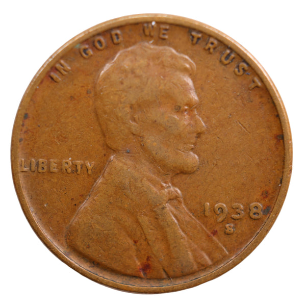 1938-S Lincoln Wheat Cent, Abt Uncirculated Coin, Store #CT0694