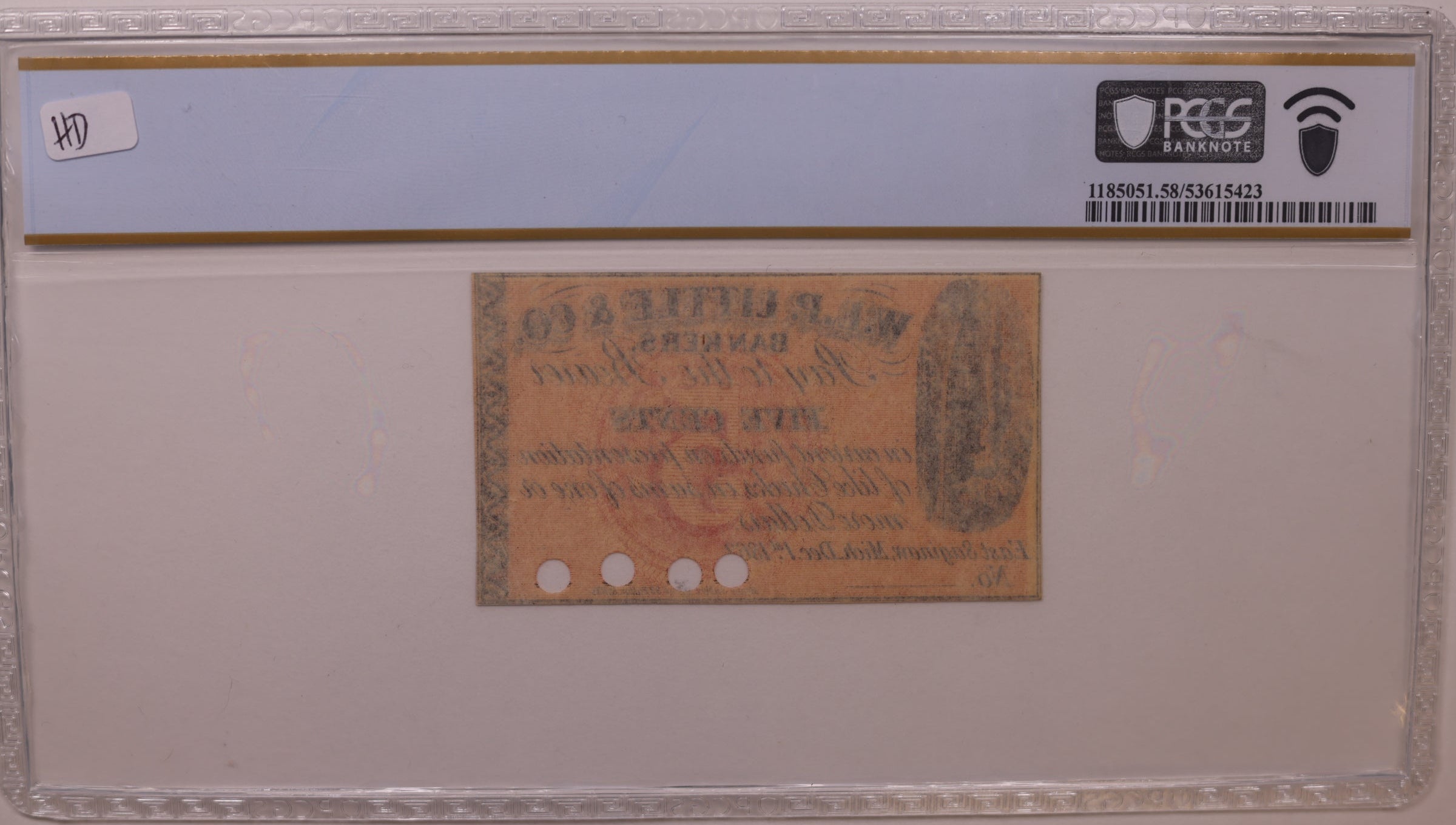 1862 5C Remainder-East Saginaw, MI, Lee EAS-2-1, PCGS Choice AU-58, STORE #GMI161