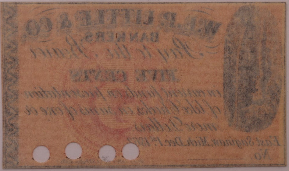 1862 5C Remainder-East Saginaw, MI, Lee EAS-2-1, PCGS Choice AU-58, STORE #GMI161