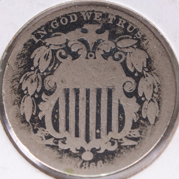 1866 Shield Nickel, Good Circulated Coin, Store #NL027