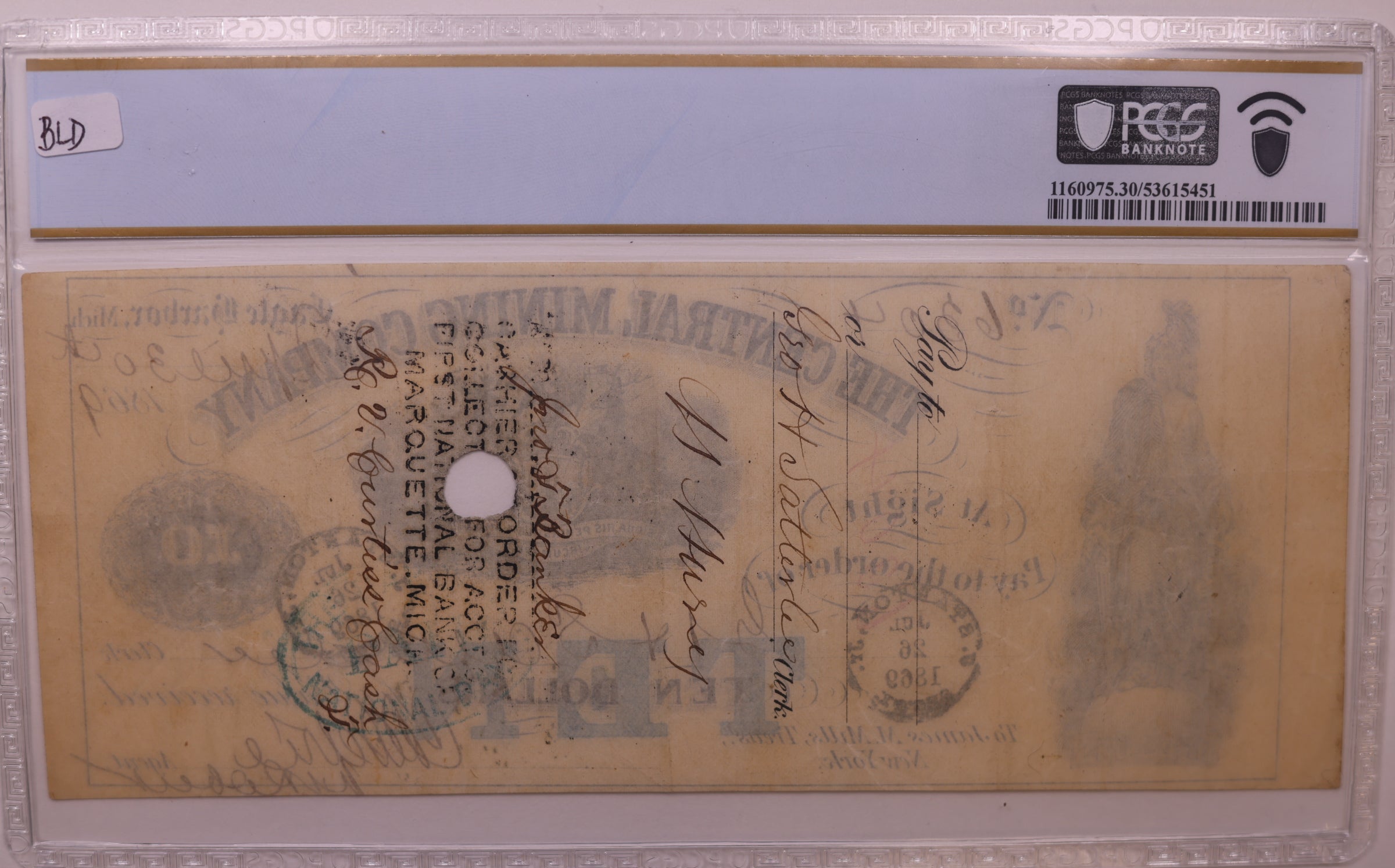 1860s $10 Eagle Harbor, MI, Lee CMGC-7-8, PCGS VF-30, STORE #GMI164