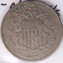 1866 Shield Nickel, Very Good+ Circulated Coin, Store