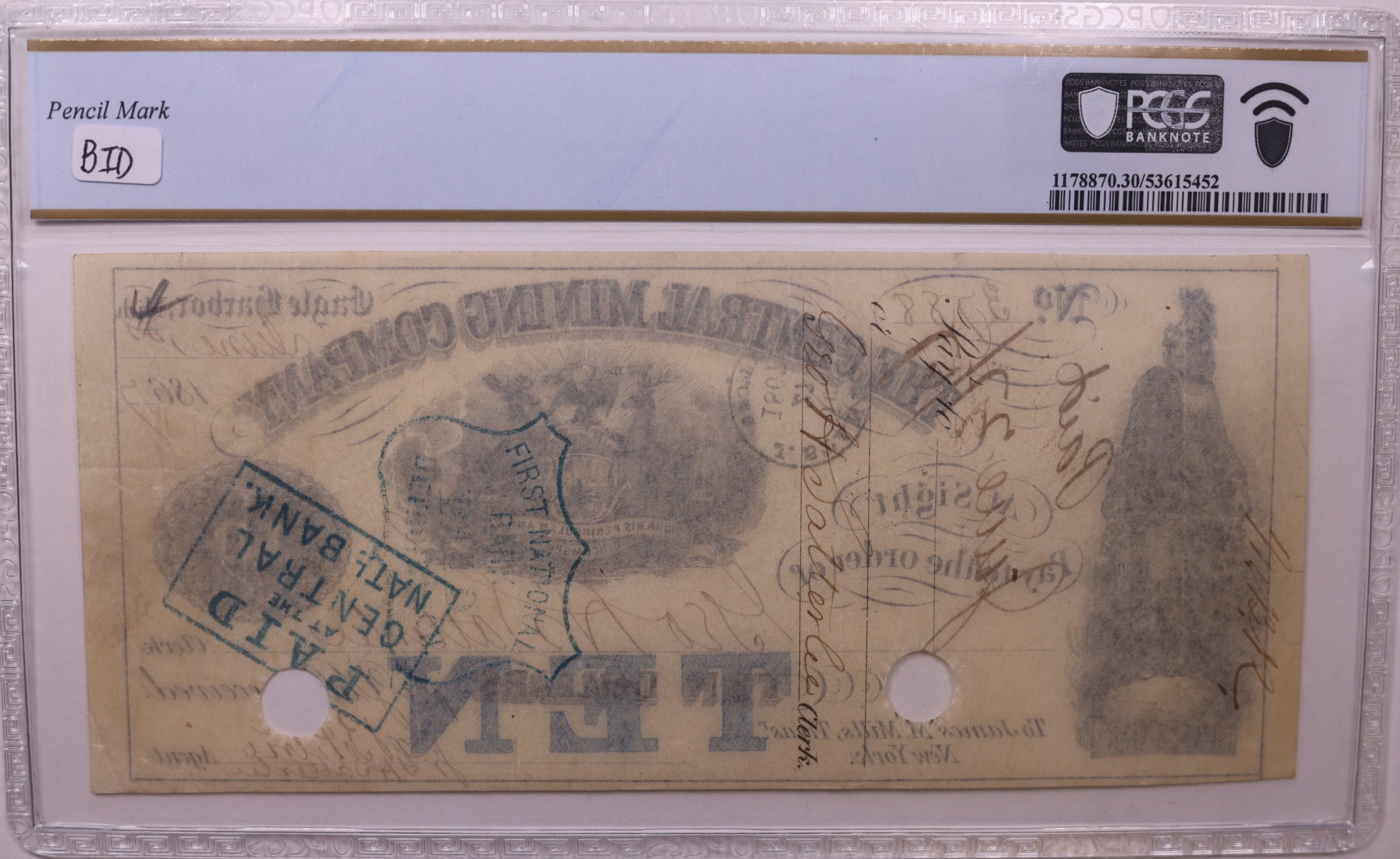 1860s $10 Eagle Harbor, MI, Lee CMGC-7-9, PCGS VF-30, STORE #GMI165