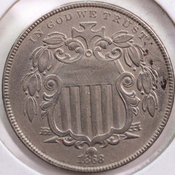 1868 Shield Nickel, Extra Fine+ Circulated Coin, Store #NL030