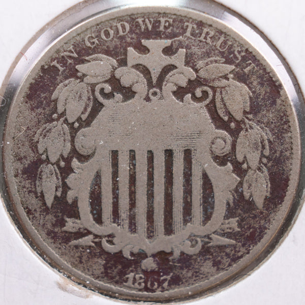 1867 Shield Nickel, Good Circulated Coin, Store #NL031