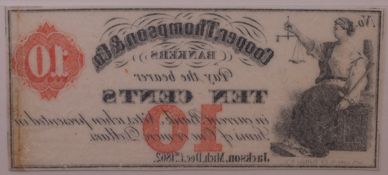 1862 10C Remainder-Jackson, MI, Lee JAC-2-1, PCGS Choice VF-35, STORE #GMI169