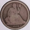 1838-O Seated Liberty Silver Dime, Very Good Circulated Coin, Store