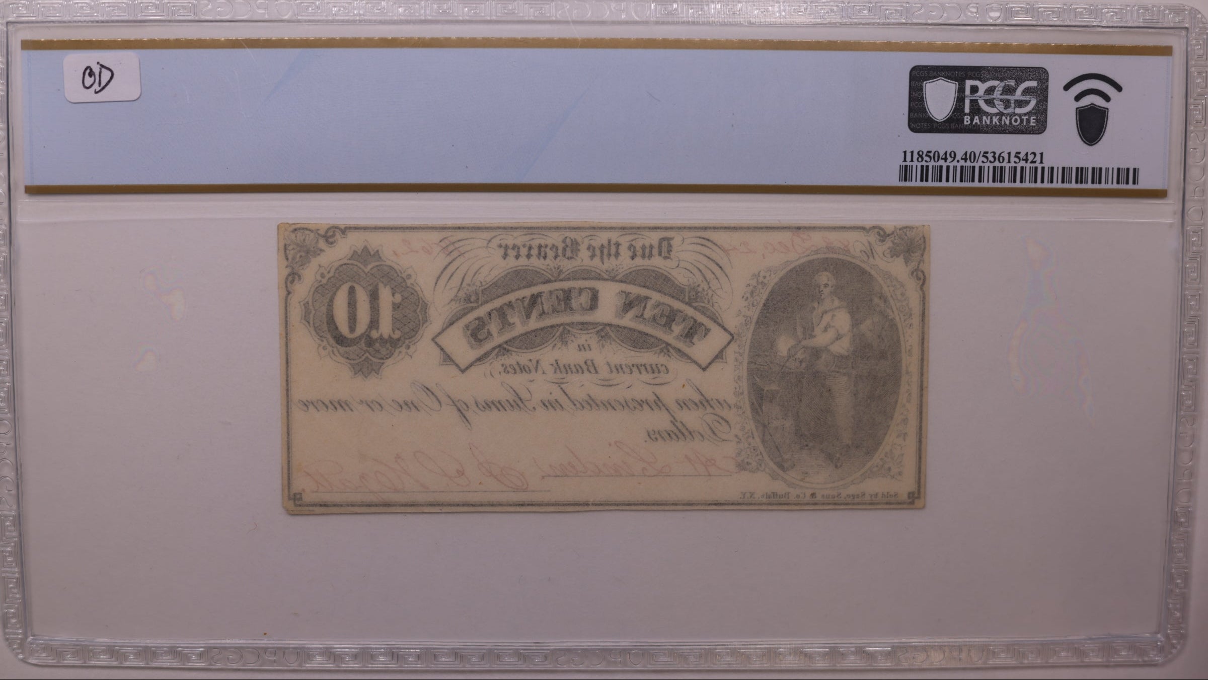 1862 10C Linden, MI, Lee UNL Serial #83, PCGS XF-40, STORE #GMI176