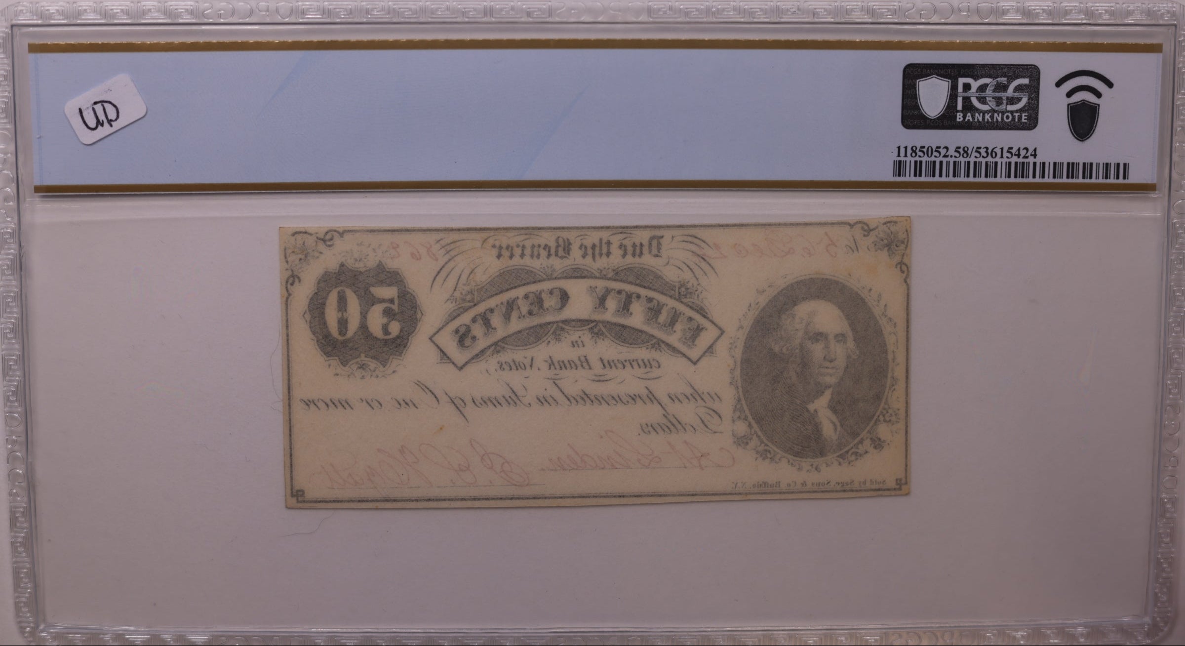 1862 50C Linden, MI, Lee UNL Serial #56, PCGS Choice AU-58, STORE #GMI178