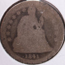 1841 Seated Liberty Silver Dime, Good Circulated Coin, Store