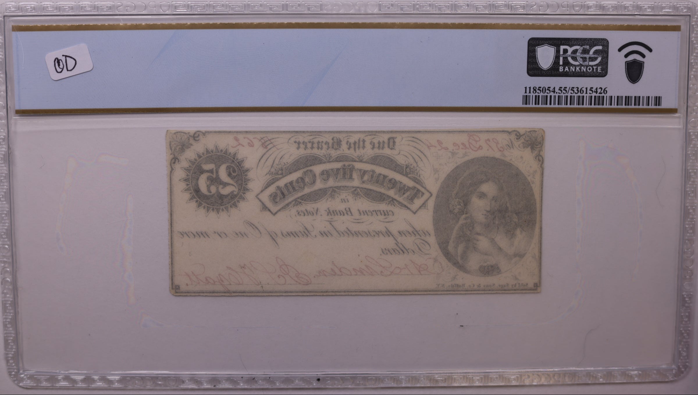 1862 25C Linden, MI, Lee UNL Serial #37, PCGS AU-55, STORE #GMI179