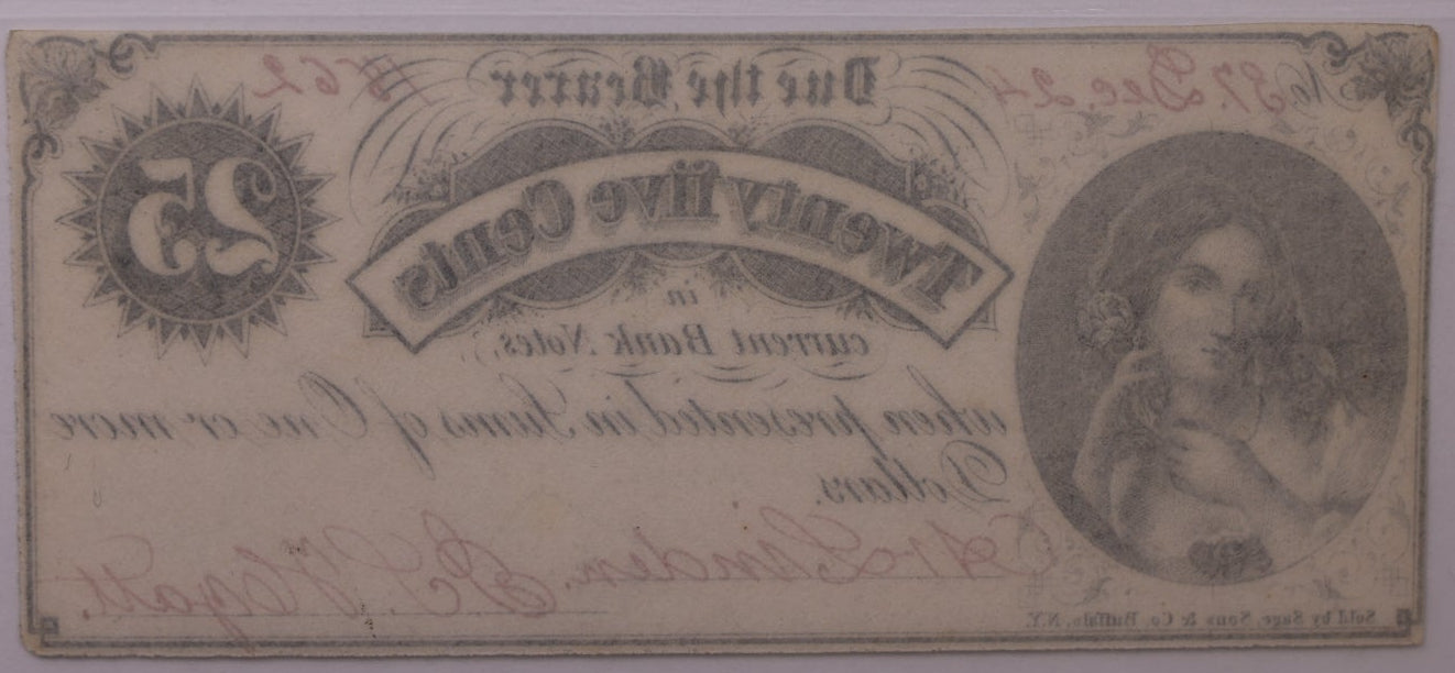 1862 25C Linden, MI, Lee UNL Serial #37, PCGS AU-55, STORE #GMI179
