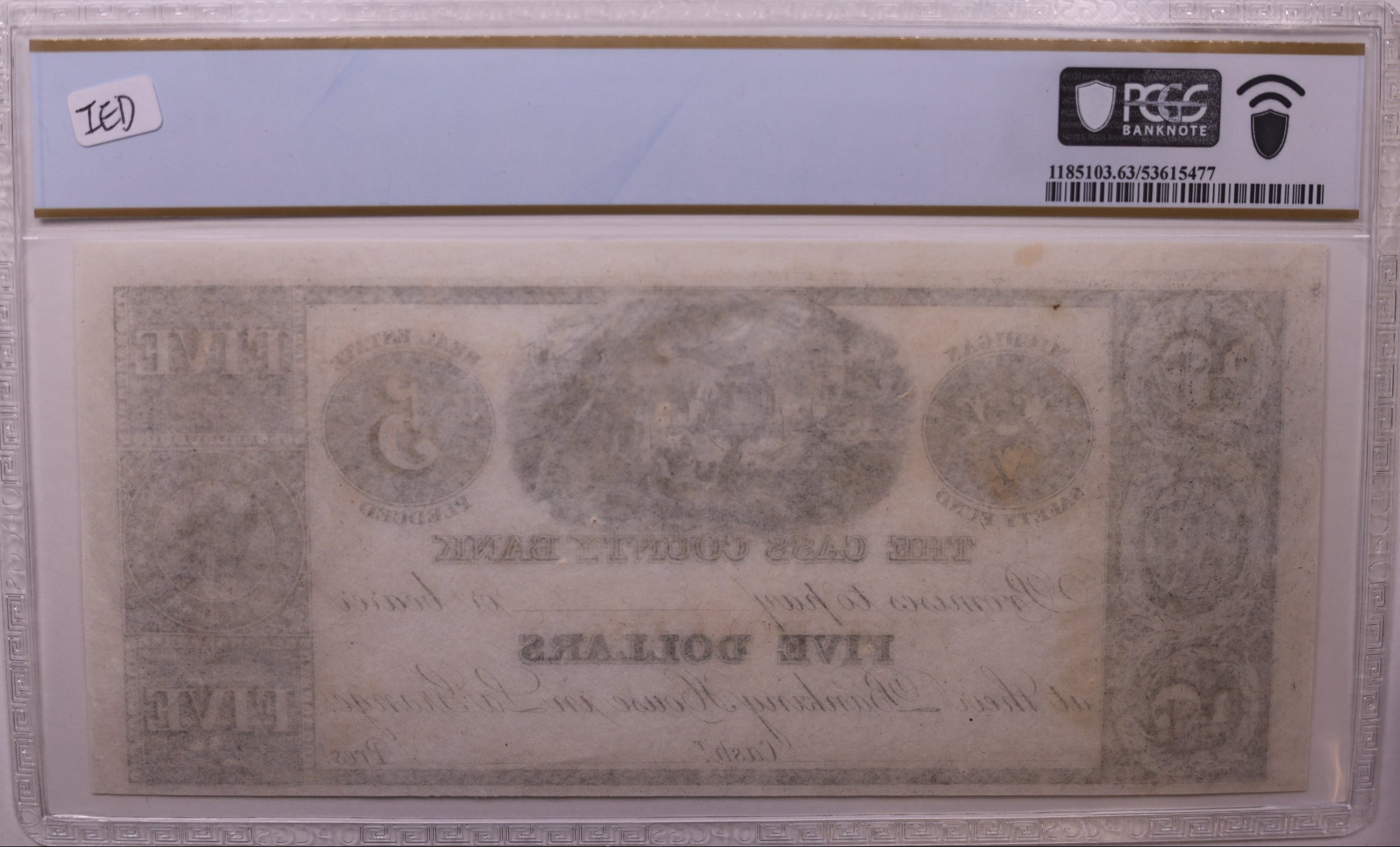 1850s $5 ND Remainder-La Grange, MI, Lee LAG-1-3, PCGS Choice UNC-63, STORE #GMI180