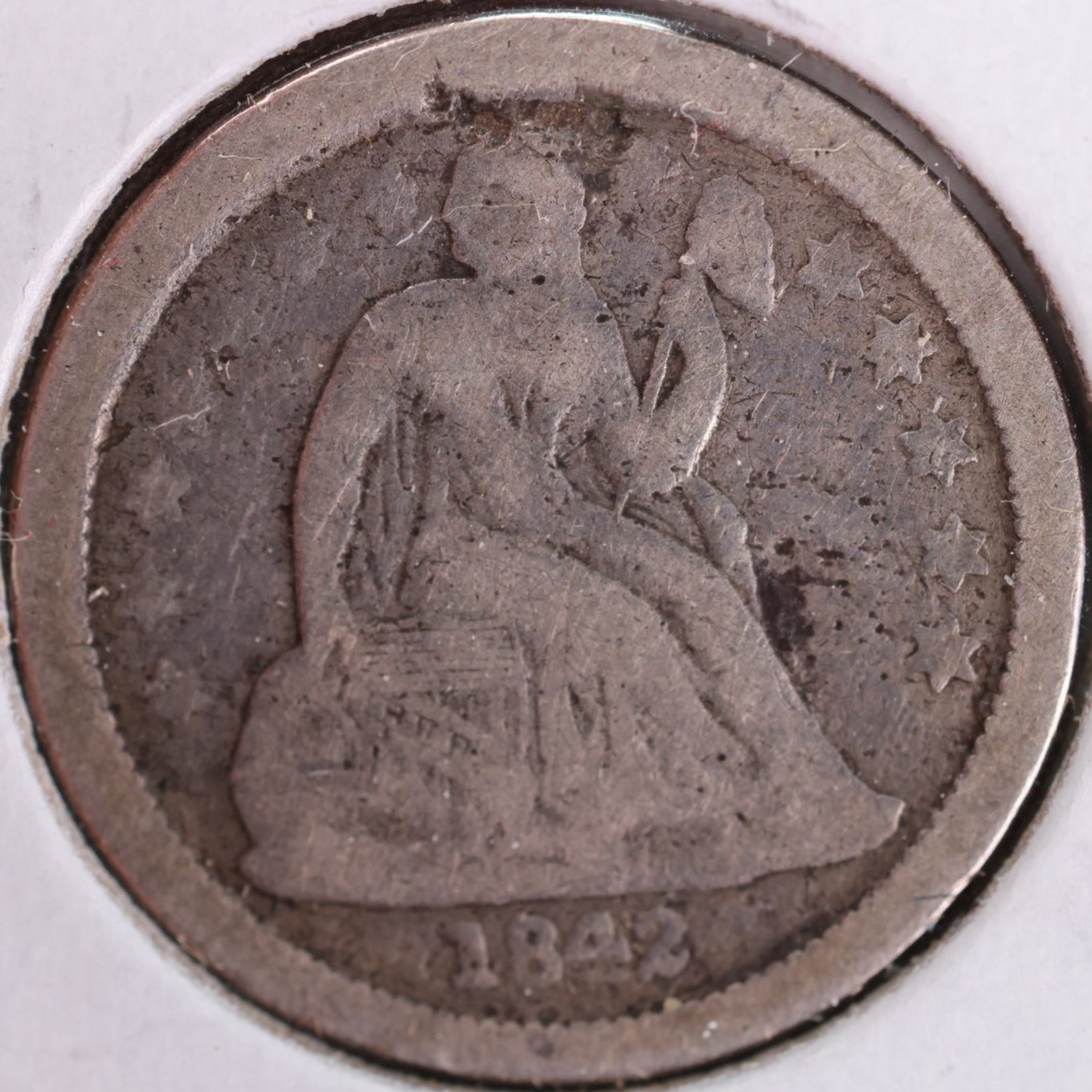 1842-O Seated Liberty Silver Dime, Fine Circulated Coin, Store #d842N03