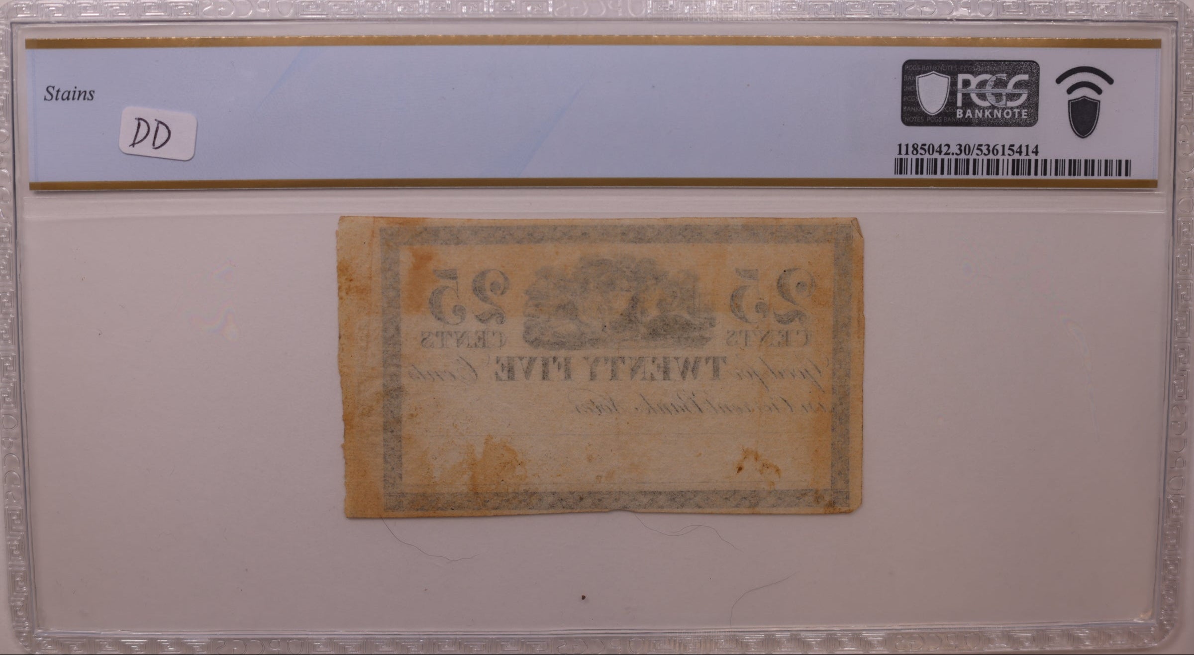1820s-30s 25C Unknown City, N.Y., PCGS VF-15, Obsolete Currency, Store #GNY022