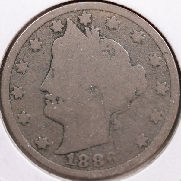 1886 Liberty Nickel, Abt Good Circulated Coin, Store #NL070