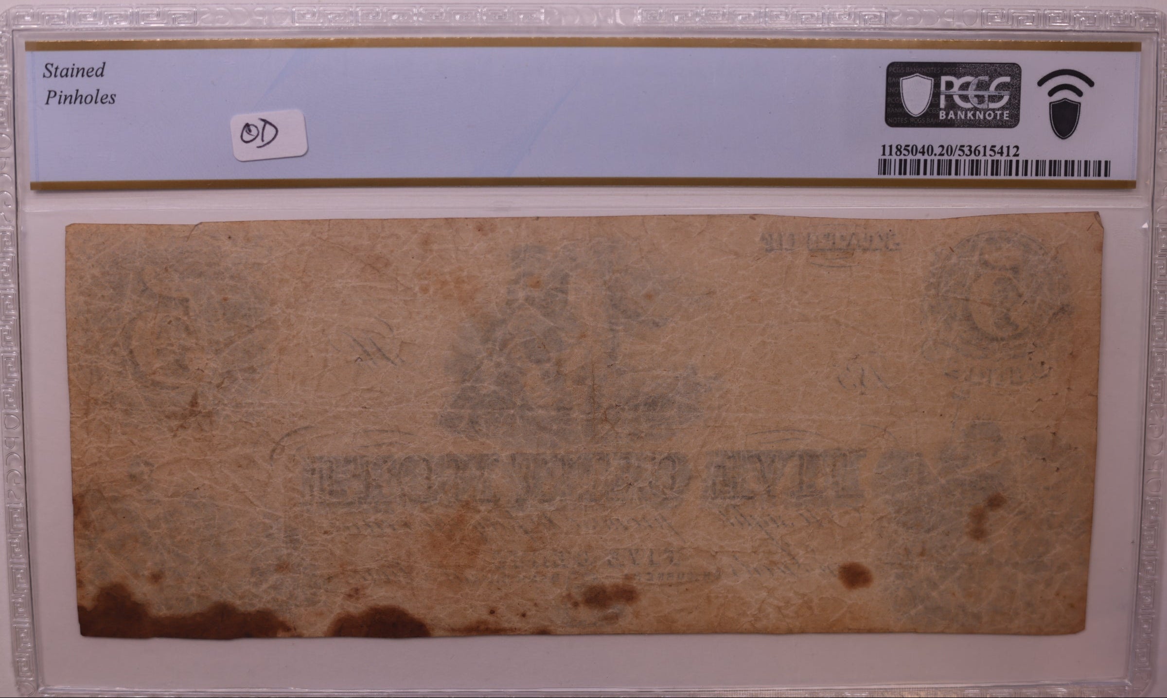 185_ 5C Remainder-New York, N.Y., PCGS VF-20, Obsolete Currency, Store #GNY024