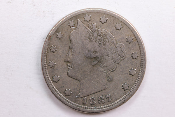 1887 Liberty Nickel, Very Good+ Circulated Coin, Store #NL079