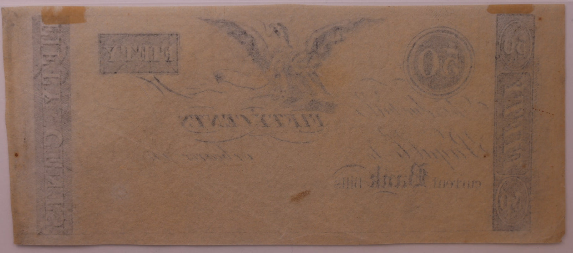 1830s 50C ND Remainder-New York, N.Y., PCGS AU-55, Obsolete Currency, Store #GNY027