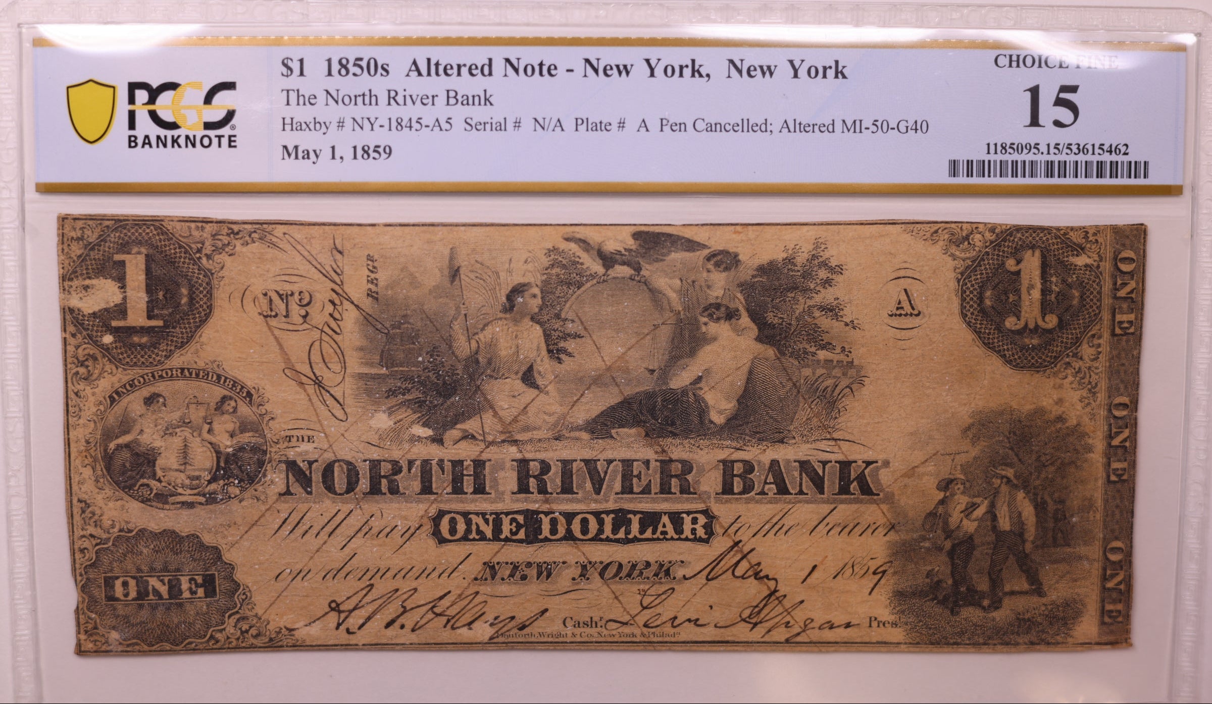 1850s 50C New York, N.Y., Haxby #NY-1845-A5, PCGS Choice F-15, Store #GNY028