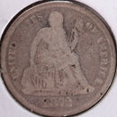 1872 Seated Liberty Silver Dime, Fine+ Circulated Coin, Store