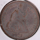 1872 Seated Liberty Silver Dime, Very Fine Circulated Coin, Store