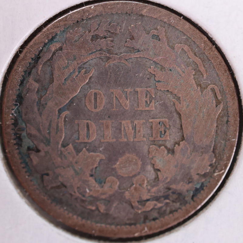 1872 Seated Liberty Silver Dime, Very Fine Circulated Coin, Store