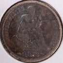 1873 Seated Liberty Silver Dime, Abt Uncirc+ Circulated Coin, Store