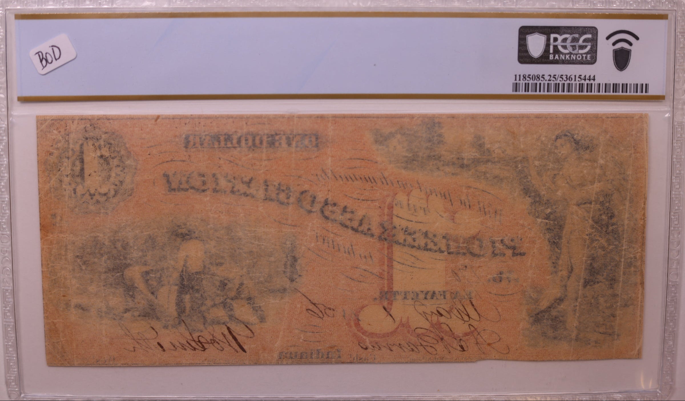 1850s $1 La Fayette, IN., Haxby # AS-120-G2a, PCGS VF-25, STORE #GIN007