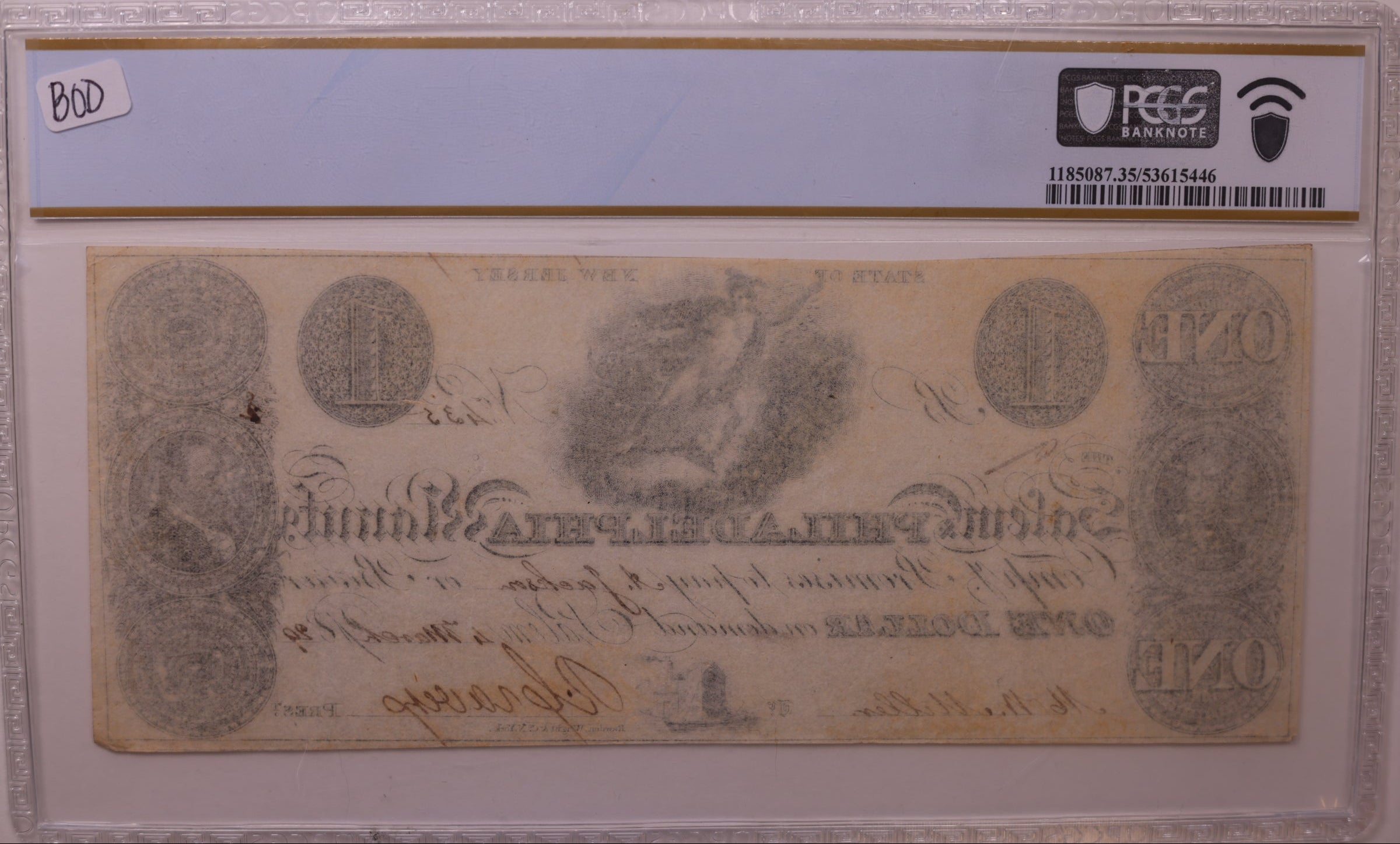1828-29 $1 Salem, N.J., Haxby #NJ-495-G2a, Obsolete Note, PCGS VF30+, Store #GNJ017