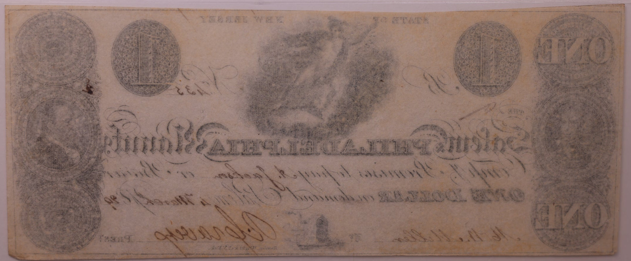 1828-29 $1 Salem, N.J., Haxby #NJ-495-G2a, Obsolete Note, PCGS VF30+, Store #GNJ017