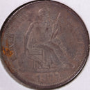 1875 Seated Liberty Silver Dime, Very Fine Circulated Coin, Store