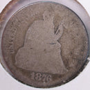 1876 Seated Liberty Silver Dime, Good Circulated Coin, Store