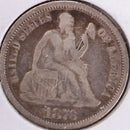 1876 Seated Liberty Silver Dime, Very Fine+ Circulated Coin, Store
