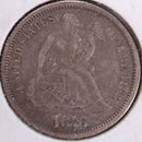 1876 Seated Liberty Silver Dime, Abt Uncirc Circulated Coin, Store