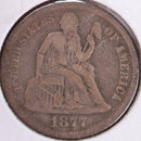 1877 Seated Liberty Silver Dime, Very Fine Circulated Coin, Store