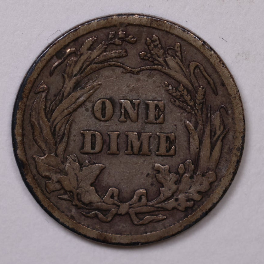 1911 Barber Silver Dime, Fine+ Circulated Coin, Store #DE0955