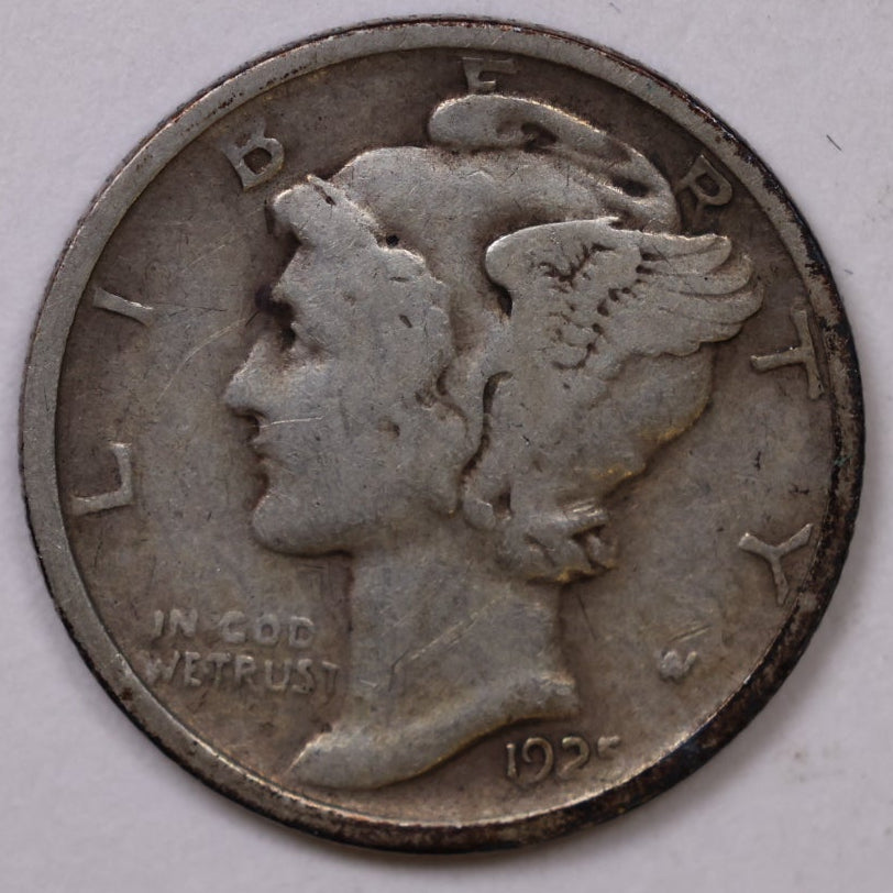 1925-D Mercury Silver Dime, Fine Circulated, Store #DE0958
