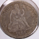 1886 Seated Liberty Silver Dime, Extra Fine Circulated Coin, Store
