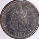 1887 Seated Liberty Silver Dime, Abt Uncirc Circulated Coin, Store